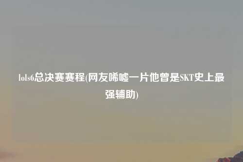 lols6总决赛赛程(网友唏嘘一片他曾是SKT史上最强辅助)