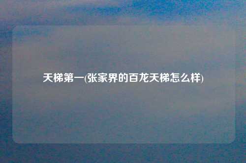天梯第一(张家界的百龙天梯怎么样)