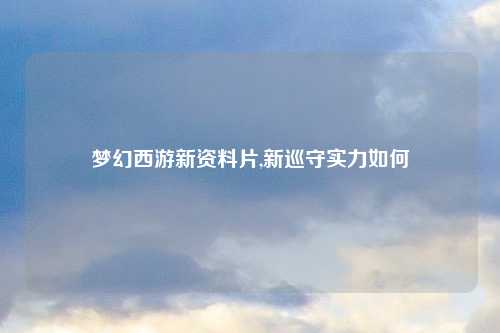 梦幻西游新资料片,新巡守实力如何