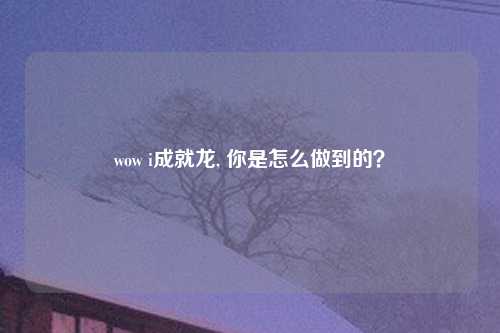wow i成就龙, 你是怎么做到的？