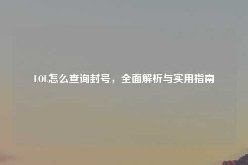 LOL怎么查询封号，全面解析与实用指南