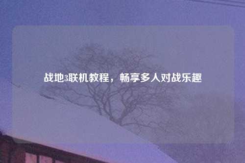 战地3联机教程，畅享多人对战乐趣