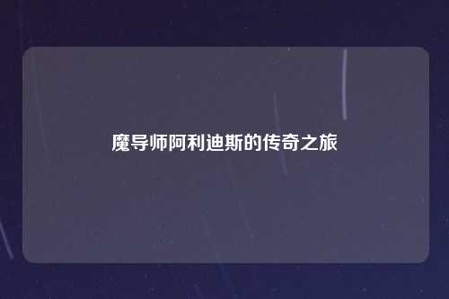 魔导师阿利迪斯的传奇之旅
