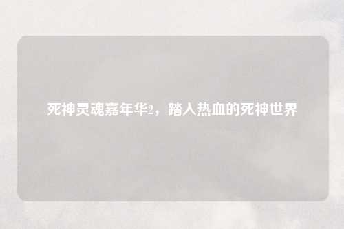 死神灵魂嘉年华2，踏入热血的死神世界