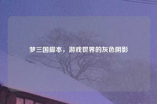 梦三国脚本，游戏世界的灰色阴影
