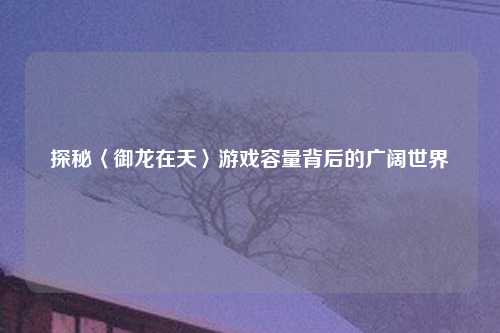 探秘〈御龙在天〉游戏容量背后的广阔世界