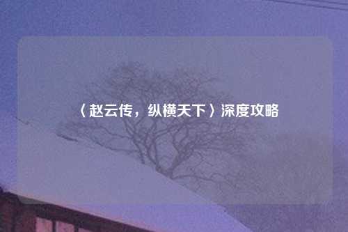 〈赵云传，纵横天下〉深度攻略