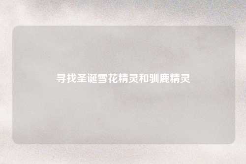 寻找圣诞雪花精灵和驯鹿精灵