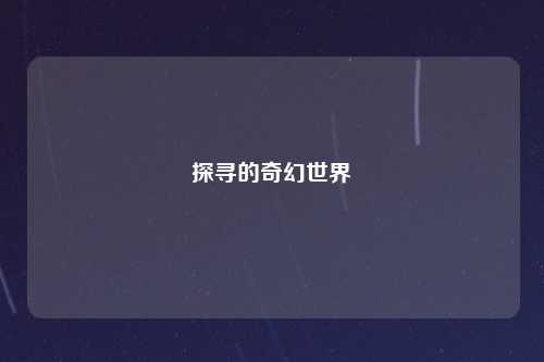 探寻的奇幻世界