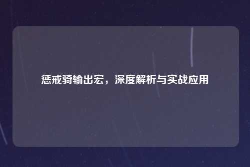 惩戒骑输出宏，深度解析与实战应用