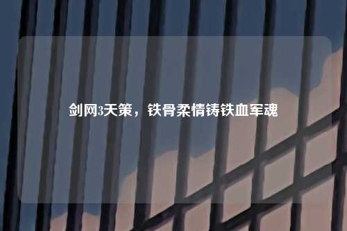剑网3天策，铁骨柔情铸铁血军魂