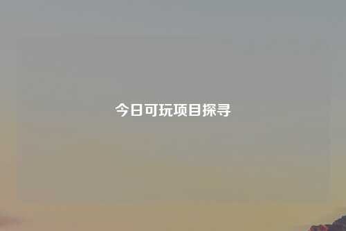 今日可玩项目探寻