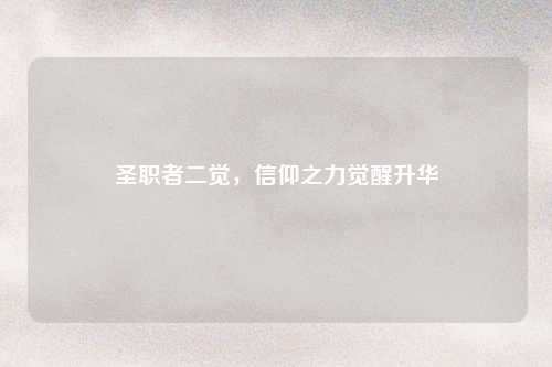 圣职者二觉，信仰之力觉醒升华