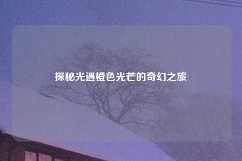 探秘光遇橙色光芒的奇幻之旅