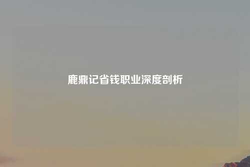 鹿鼎记省钱职业深度剖析
