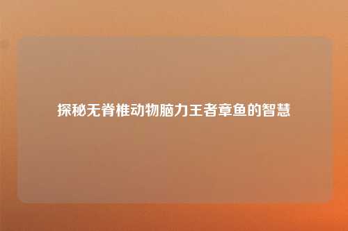 探秘无脊椎动物脑力王者章鱼的智慧