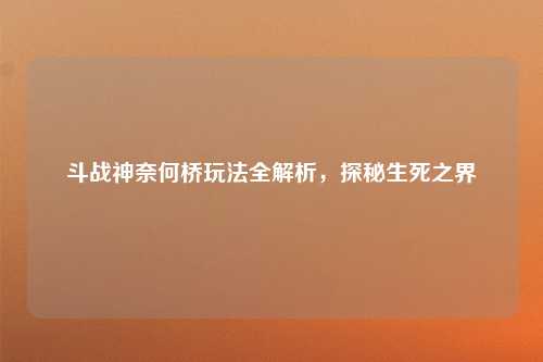 斗战神奈何桥玩法全解析，探秘生死之界