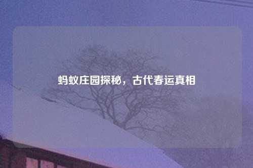 蚂蚁庄园探秘，古代春运真相