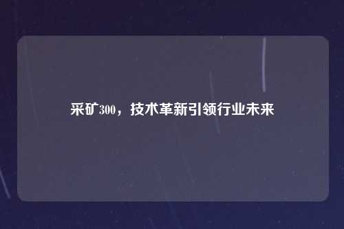 采矿300，技术革新引领行业未来