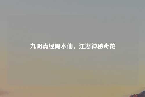 九阴真经黑水仙，江湖神秘奇花