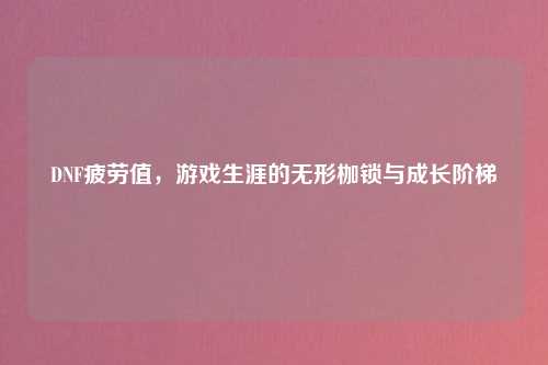 DNF疲劳值，游戏生涯的无形枷锁与成长阶梯