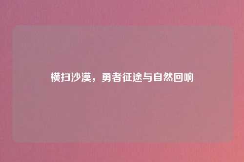 横扫沙漠，勇者征途与自然回响