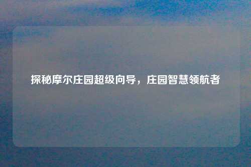 探秘摩尔庄园超级向导，庄园智慧领航者