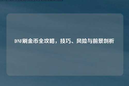 DNF刷金币全攻略，技巧、风险与前景剖析