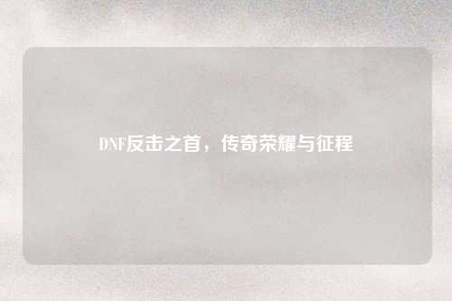 DNF反击之首，传奇荣耀与征程