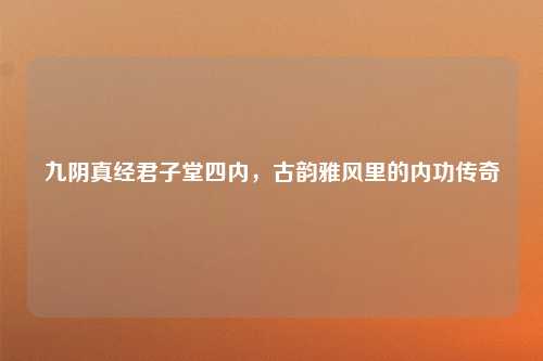 九阴真经君子堂四内，古韵雅风里的内功传奇