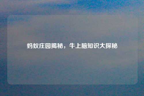 蚂蚁庄园揭秘，牛上脑知识大探秘