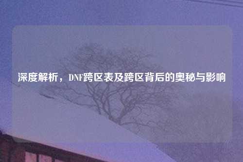 深度解析，DNF跨区表及跨区背后的奥秘与影响