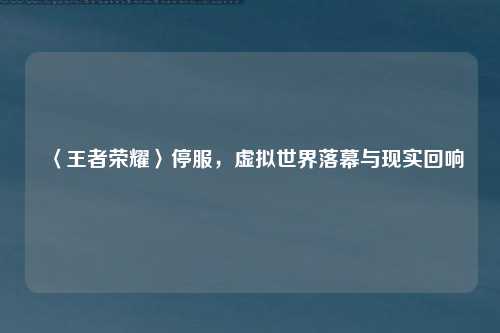 〈王者荣耀〉停服，虚拟世界落幕与现实回响