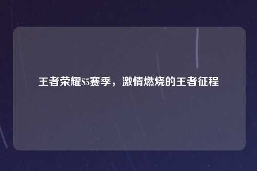 王者荣耀S5赛季，激情燃烧的王者征程