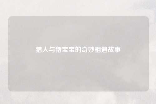猎人与猪宝宝的奇妙相遇故事