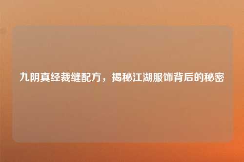 九阴真经裁缝配方，揭秘江湖服饰背后的秘密