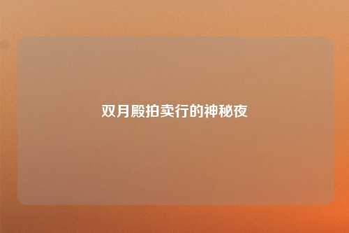 双月殿拍卖行的神秘夜