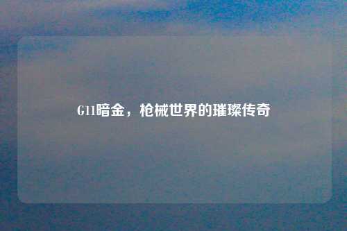 G11暗金，枪械世界的璀璨传奇