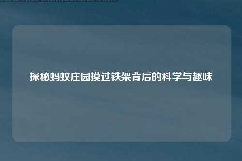 探秘蚂蚁庄园摸过铁架背后的科学与趣味