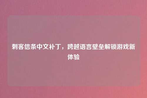 刺客信条中文补丁，跨越语言壁垒解锁游戏新体验