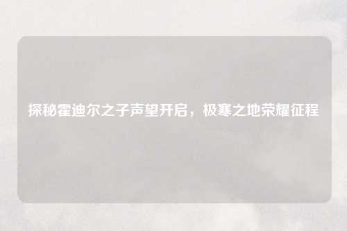 探秘霍迪尔之子声望开启，极寒之地荣耀征程