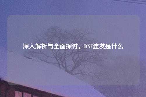 深入解析与全面探讨，DNF连发是什么