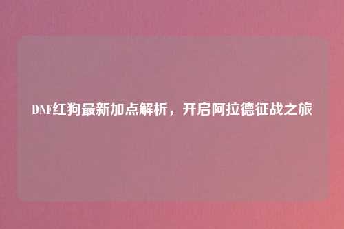 DNF红狗最新加点解析，开启阿拉德征战之旅