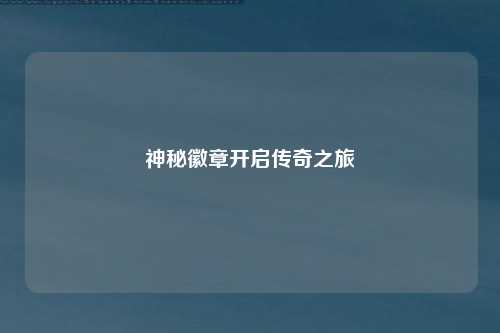 神秘徽章开启传奇之旅