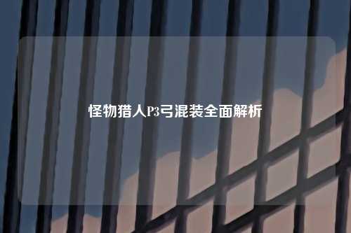 怪物猎人P3弓混装全面解析