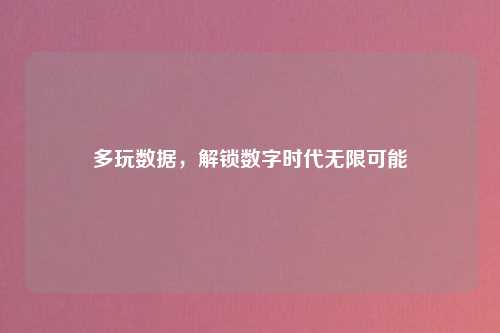 多玩数据,解锁数字时代无限可能