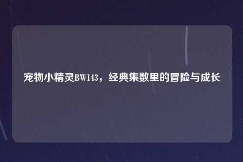 宠物小精灵BW143,经典集数里的冒险与成长