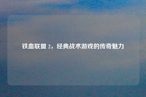 铁血联盟 2,经典战术游戏的传奇魅力