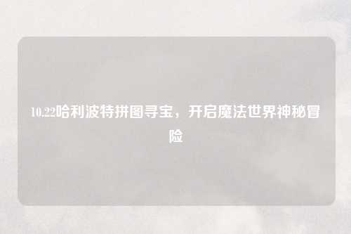 10.22哈利波特拼图寻宝，开启魔法世界神秘冒险