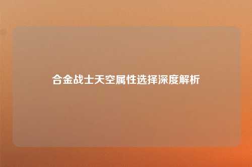 合金战士天空属性选择深度解析